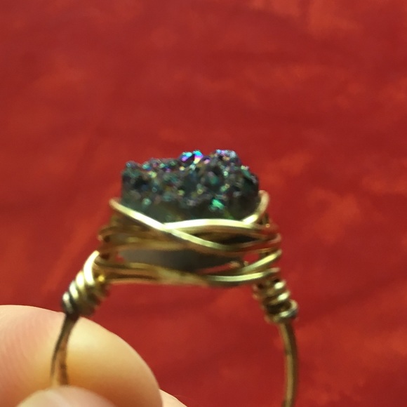 Handmade Purple Sparkle Druzy Ring Size 7 - Picture 5 of 6